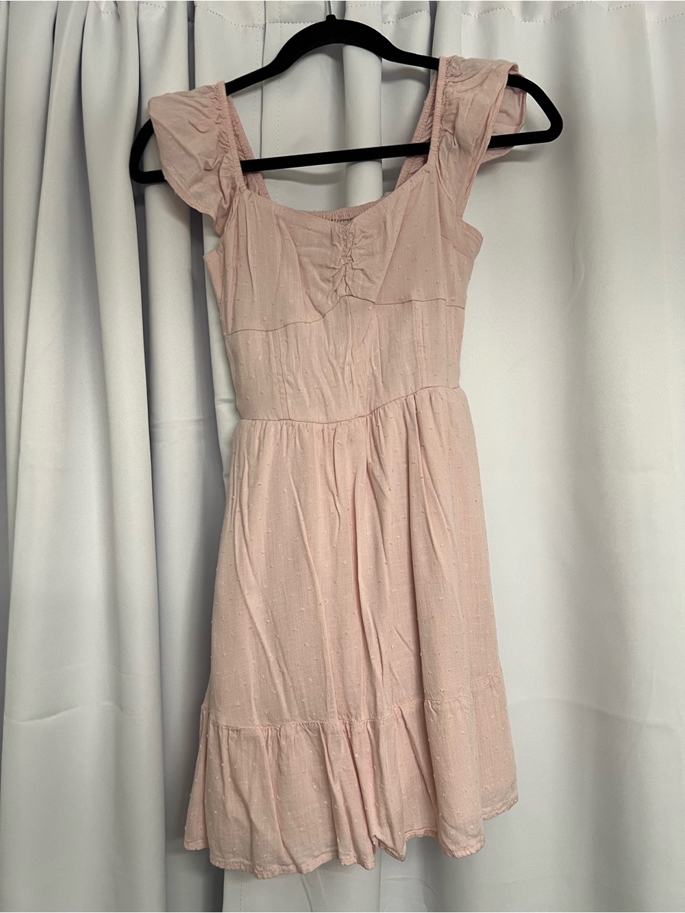 Hollister Blush Pink Ruffle-Sleeve Mini Dress